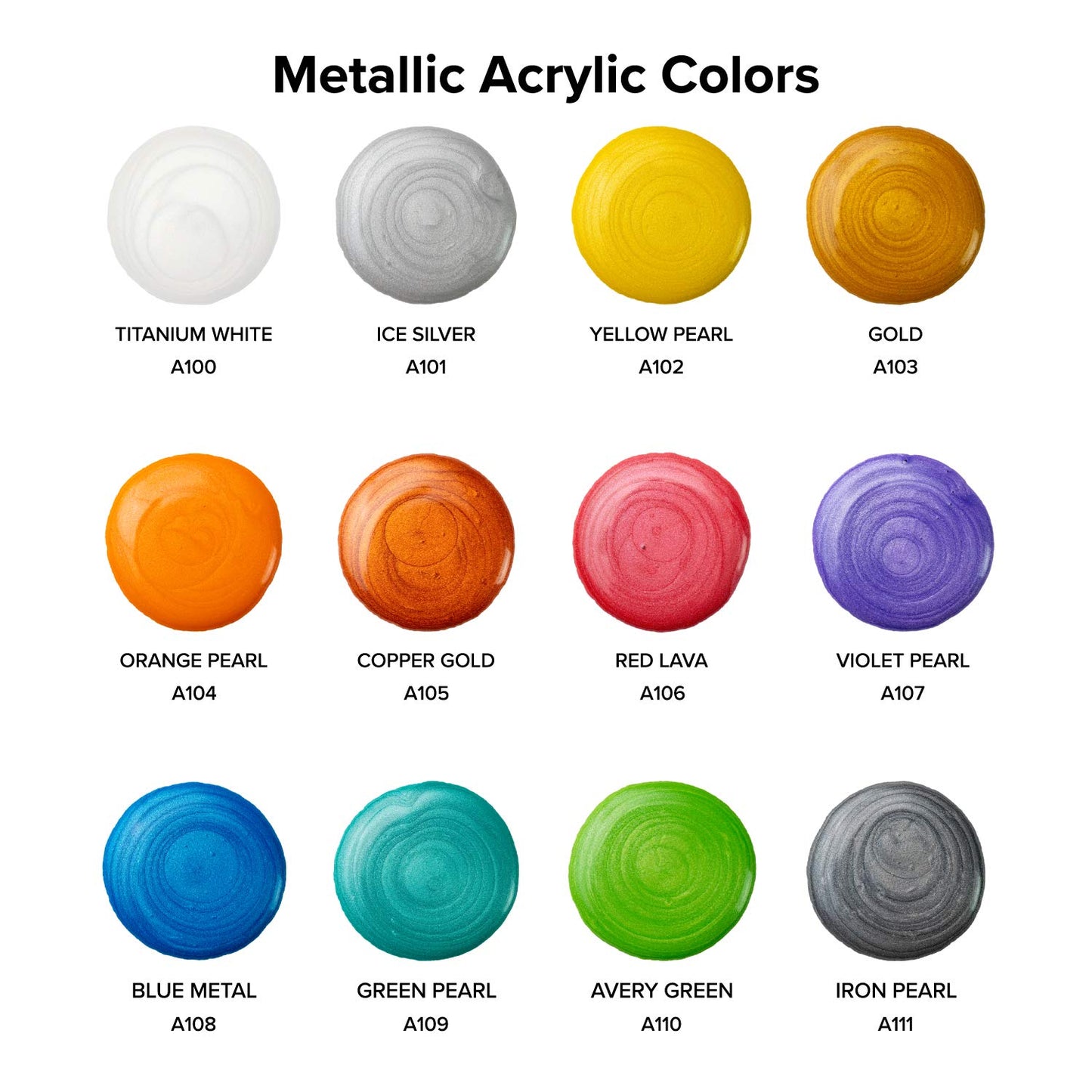 Metallic Acrylic Pouring Paint Set of 12, 2 oz.