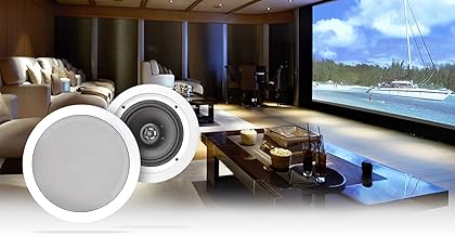 Pair of 8" in-ceiling home theater speakers with deep bass