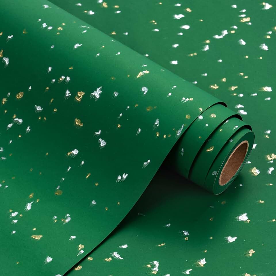 Green wrapping paper roll, 17 inches by 16.5 feet