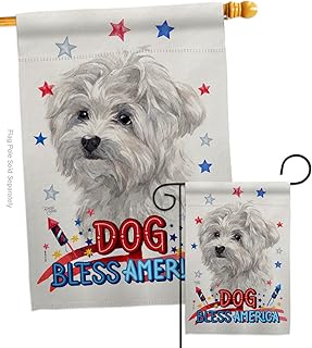 Patriotic Maltese Garden Flag Set with Dog and Animal Designs