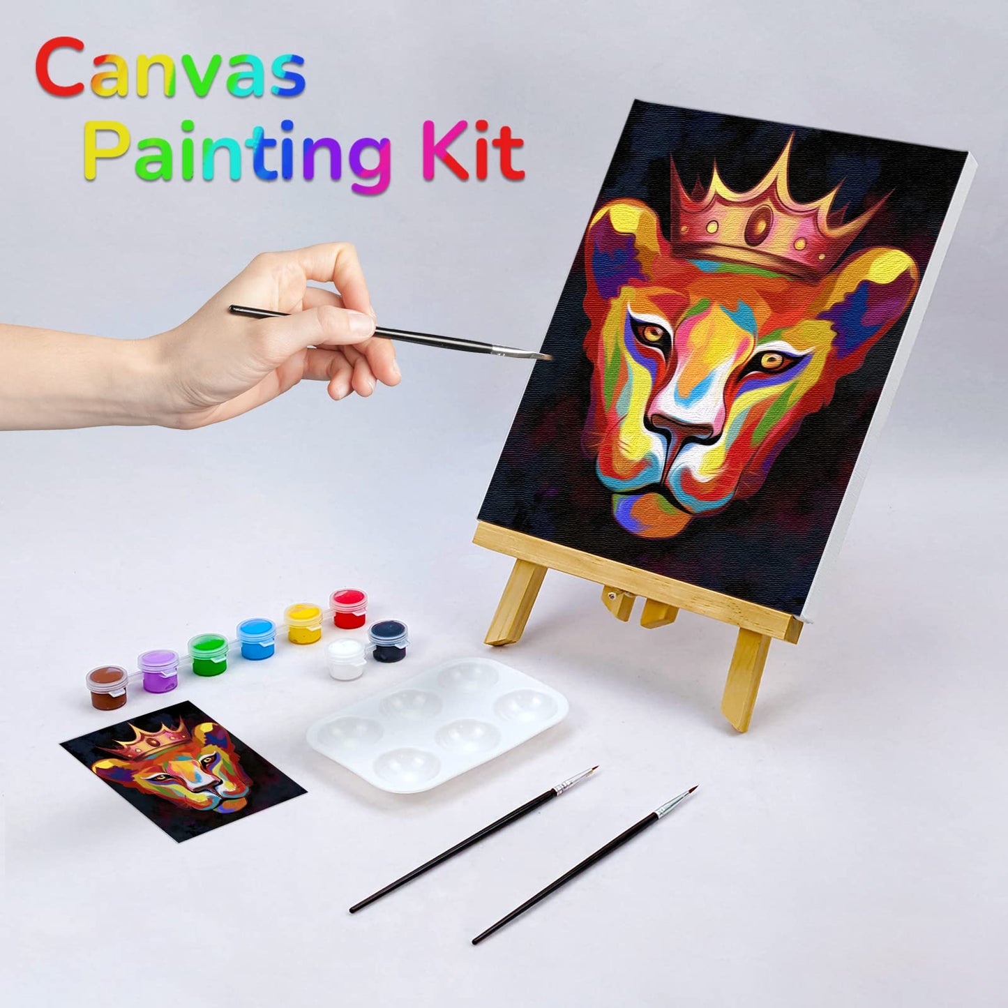 Canvas Painting Kit with 8x10 Pre Drawn Canvas and 8 Acrylic Colors
