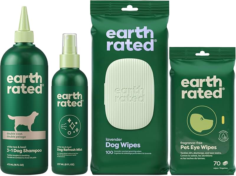 Dog Grooming Kit with Shampoo, Wipes, and Refresh Mist