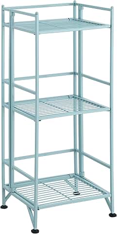 3-Tier Folding Metal Shelving for Storage and Display