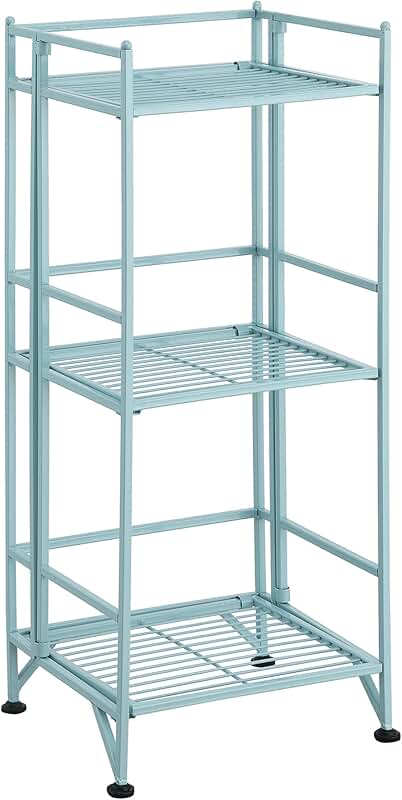 3-Tier Folding Metal Shelving for Storage and Display