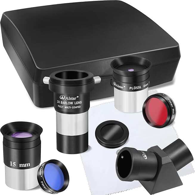 8-Piece Telescope Accessory Kit with 45° Diagonal Mirror