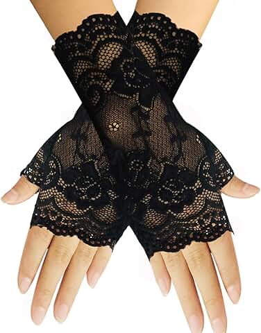 Women’s Short Lace Fingerless Gloves for Special Occasions