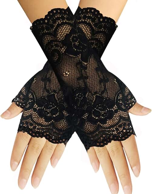 Women’s Short Lace Fingerless Gloves for Special Occasions