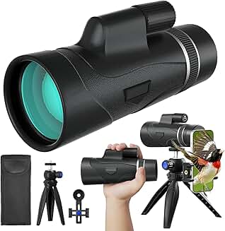 15x50 HD Monocular with Phone Adapter and Tripod