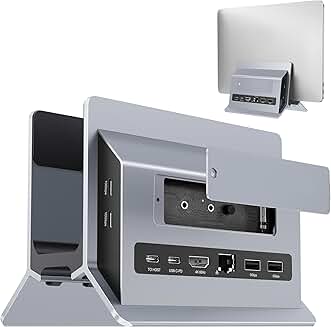 Vertical Aluminum Laptop Dock Stand in Silver