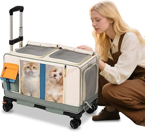 Foldable Pet Trolley Case with Wheels and Handle