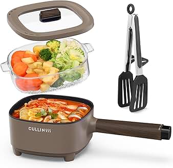 2L Electric Hot Pot with Steamer and Nonstick Coating