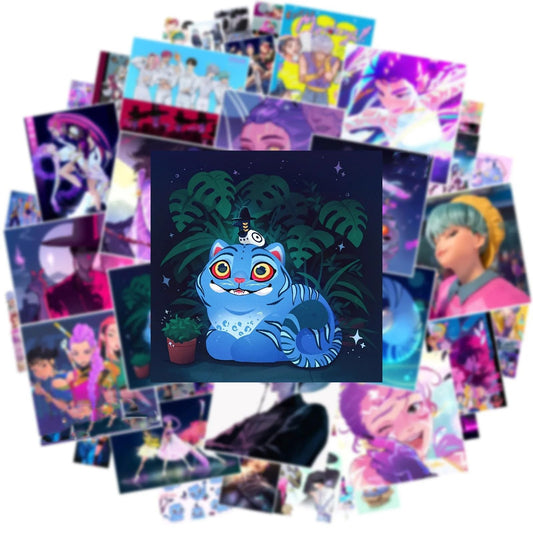 50 Waterproof Cartoon Stickers for Kids and Laptops