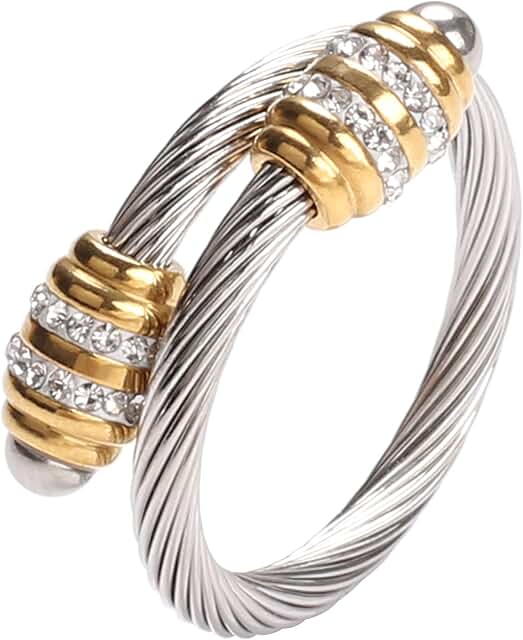 Vintage Twisted Open Adjustable Steel Ring for Women