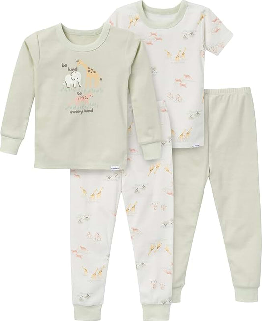 Unisex Baby Toddler Pajama Set, 4 Pieces