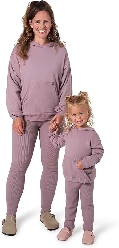 Baby Girl Hooded Waffle Sweater and Leggings Set
