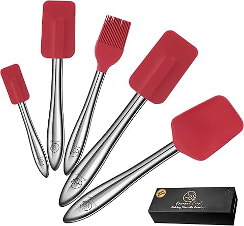 Set of 5 Silicone Cooking Utensils with Stainless Steel Handles