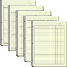 5 Pack 250 Sheets Columnar Ledger Books, Green