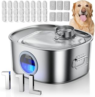 Large Stainless Steel Dog Water Fountain with LED