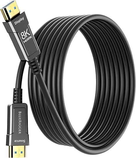 8K Fiber Optic HDMI Cable 100FT, High Speed, In-Wall Rated