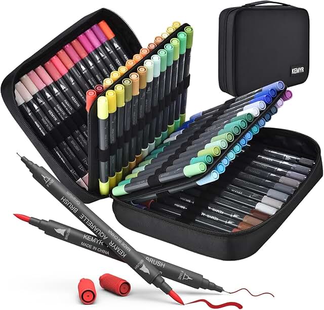 80 Water-Based Dual Tip Markers for Adults