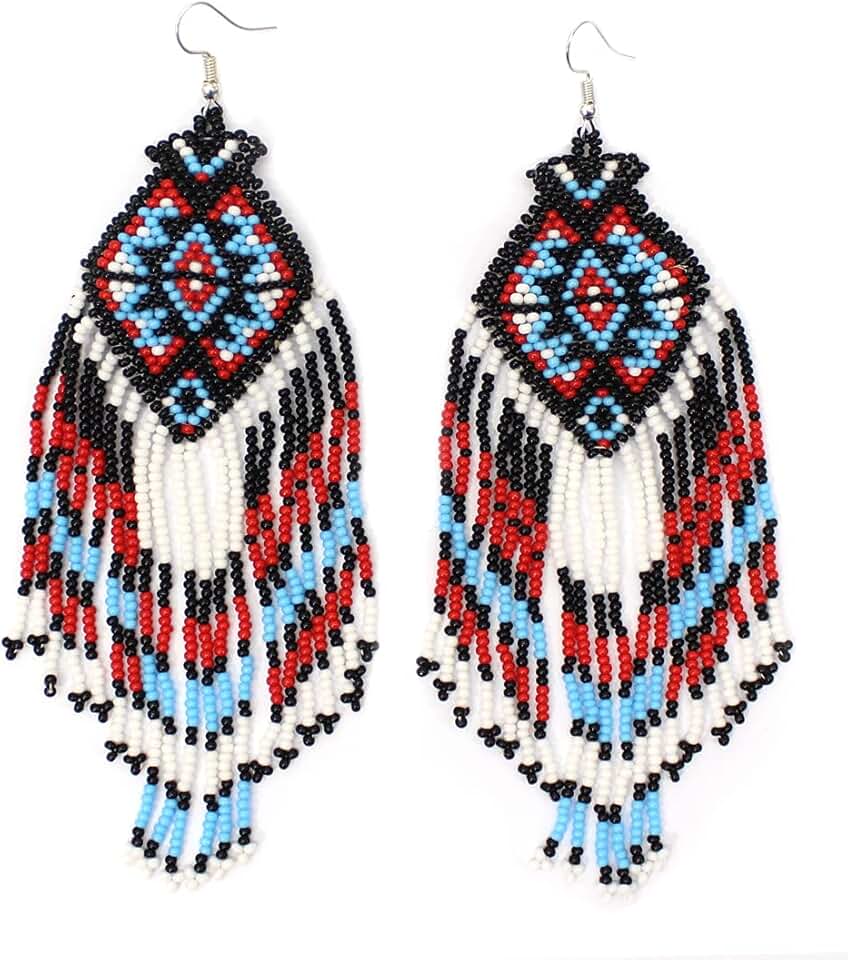 Handmade Southwestern Geometric Beaded Earrings