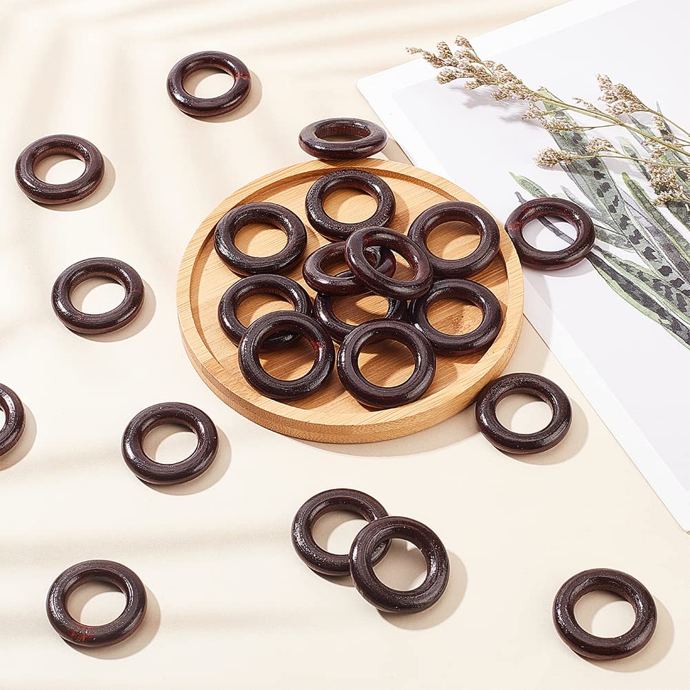 30 Pcs Wooden Rings Coconut Brown 1 Inch