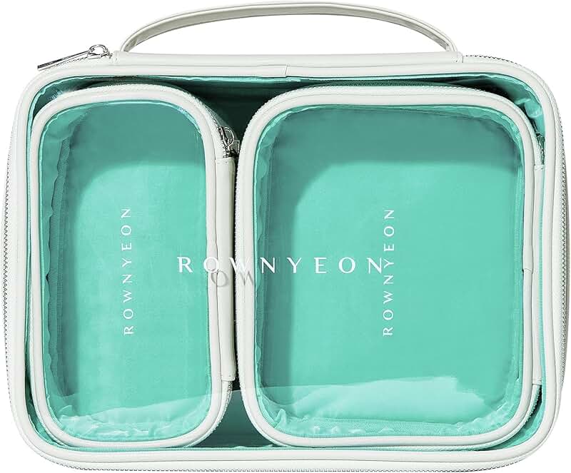 Three-Piece Clear and Faux Leather Cosmetic Organizer Set