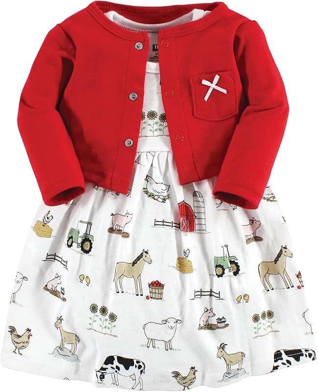 Baby Girls' Cotton Dress and Cardigan Set