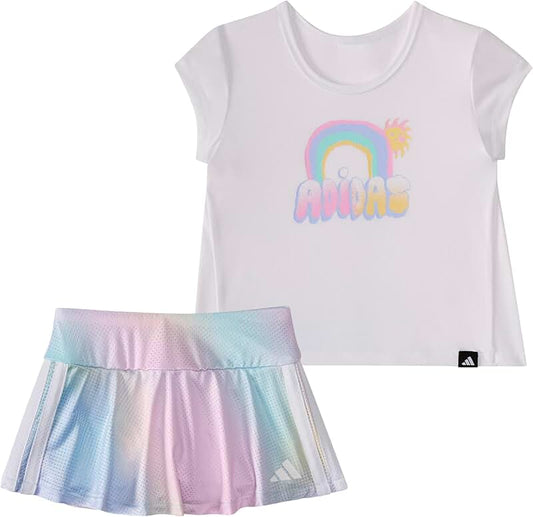 Baby Girls Short Sleeve Pleated Tee and Skort Set