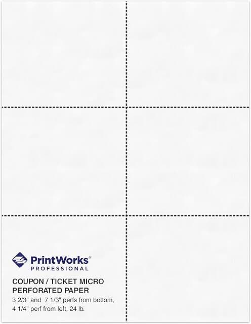 Perforated Paper for Tickets and Certificates, 8.5 x 11