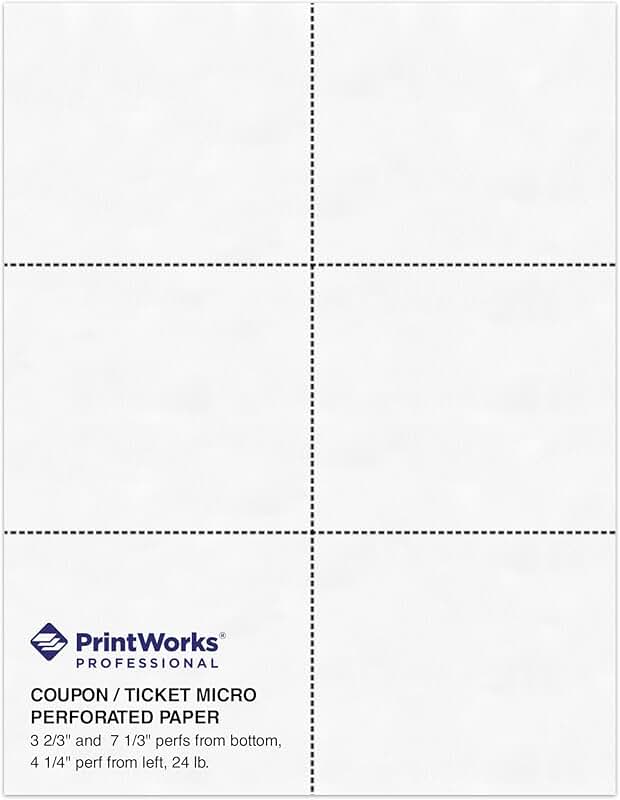 Perforated Paper for Tickets and Certificates, 8.5 x 11