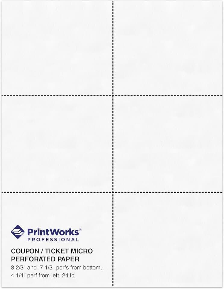 Perforated Paper for Tickets and Certificates, 8.5 x 11