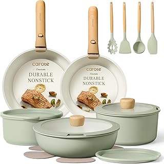 19-Piece Nonstick Cookware Set with Removable Handle