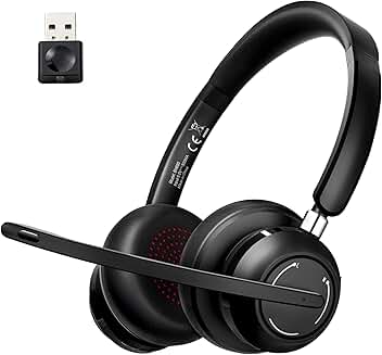 Wireless Bluetooth Headset with Microphone for Office and Meetings