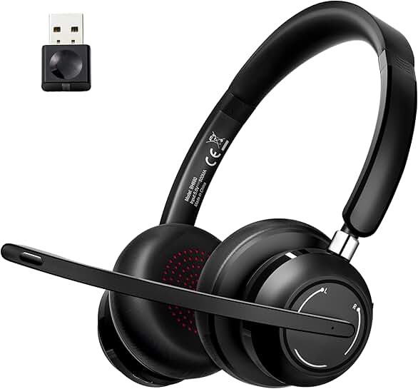 Wireless Bluetooth Headset with Microphone for Office and Meetings