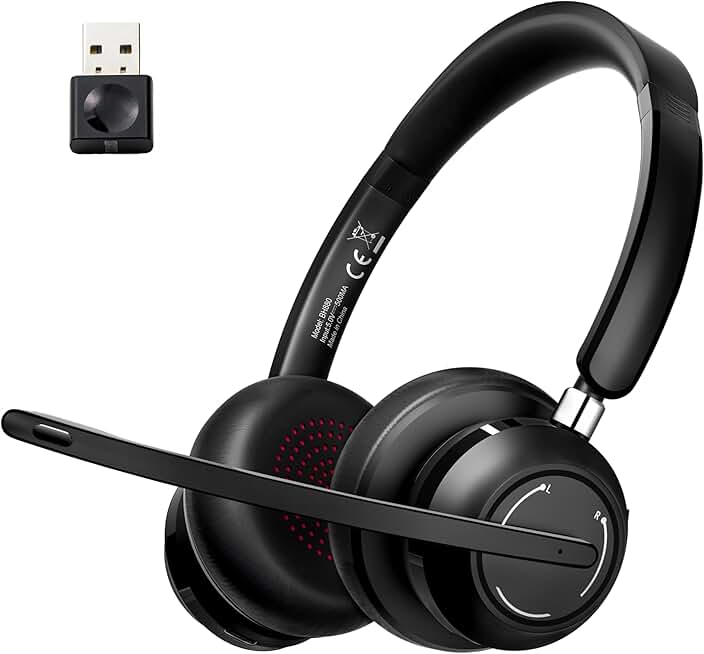 Wireless Bluetooth Headset with Microphone for Office and Meetings