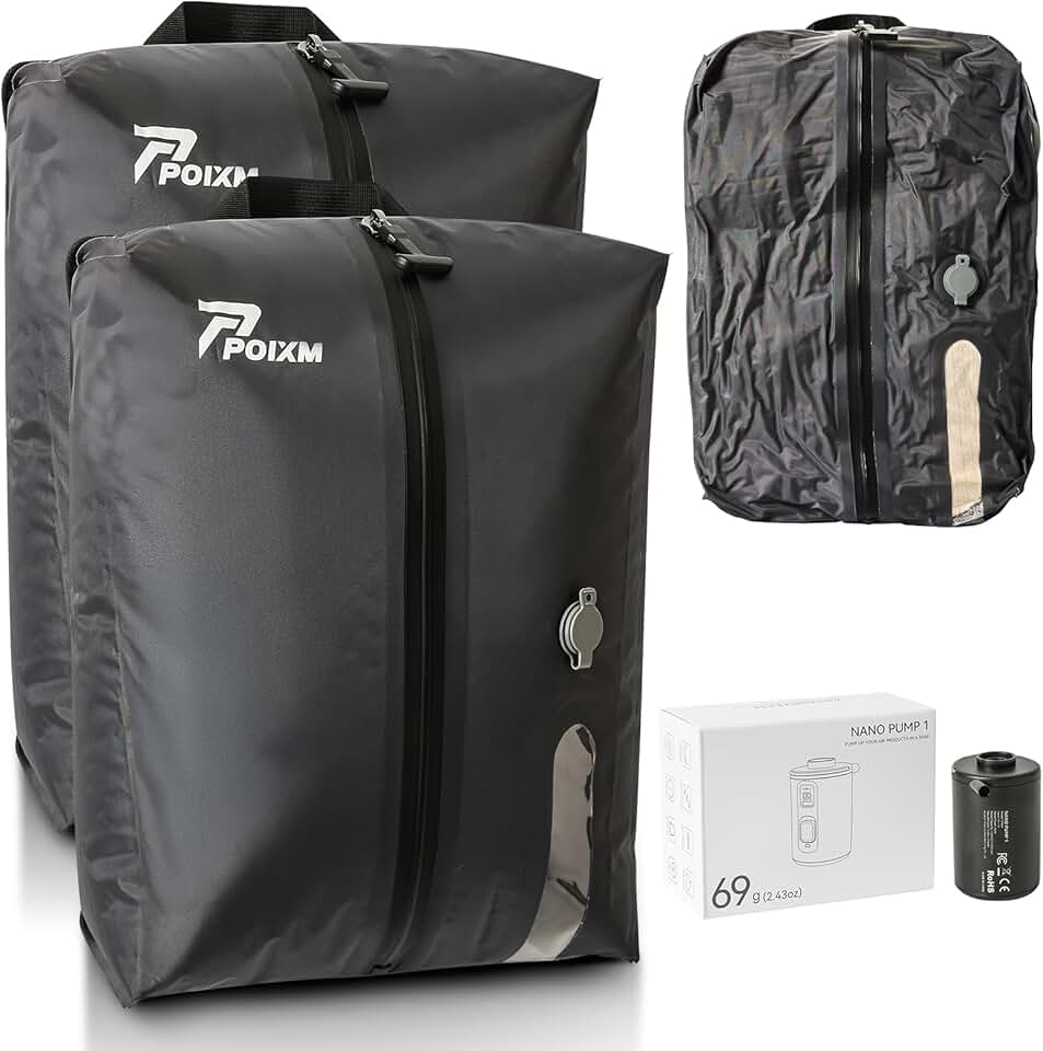 Reusable Waterproof Travel Vacuum Bags with Pump (2 Pack)