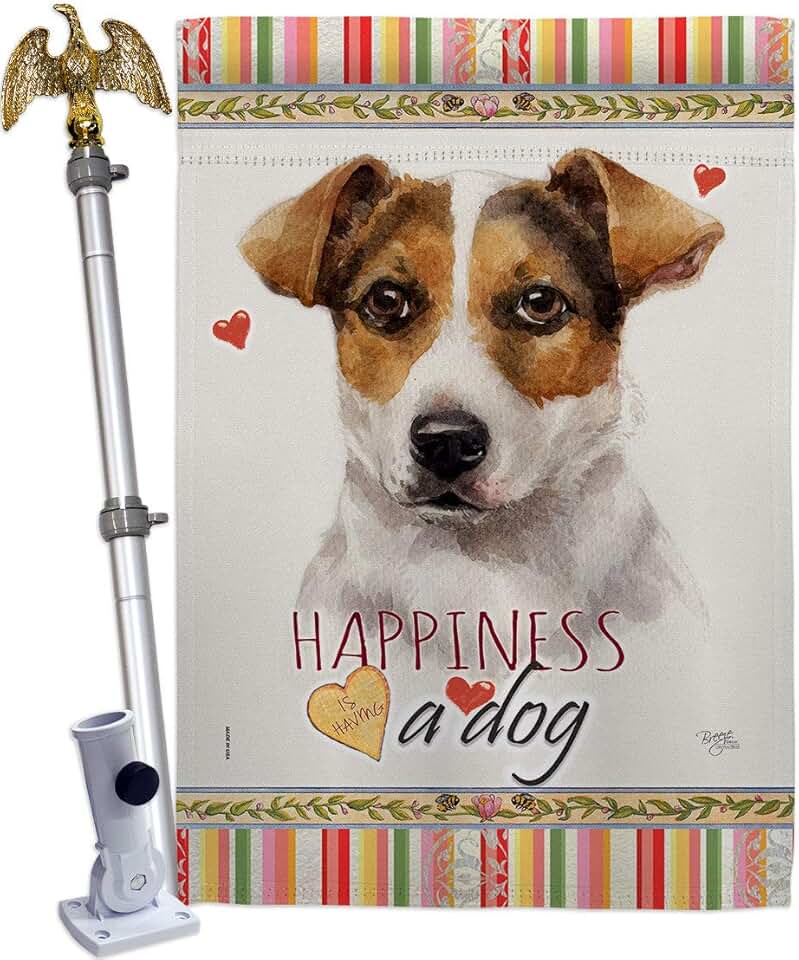 Russell Terrier Dog House Flag for Garden or Yard
