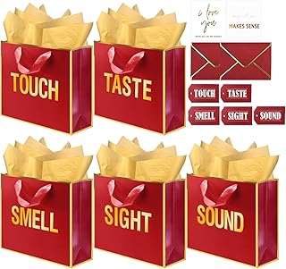 Large Gold Foil Gift Bags with Labels and Tissue Paper