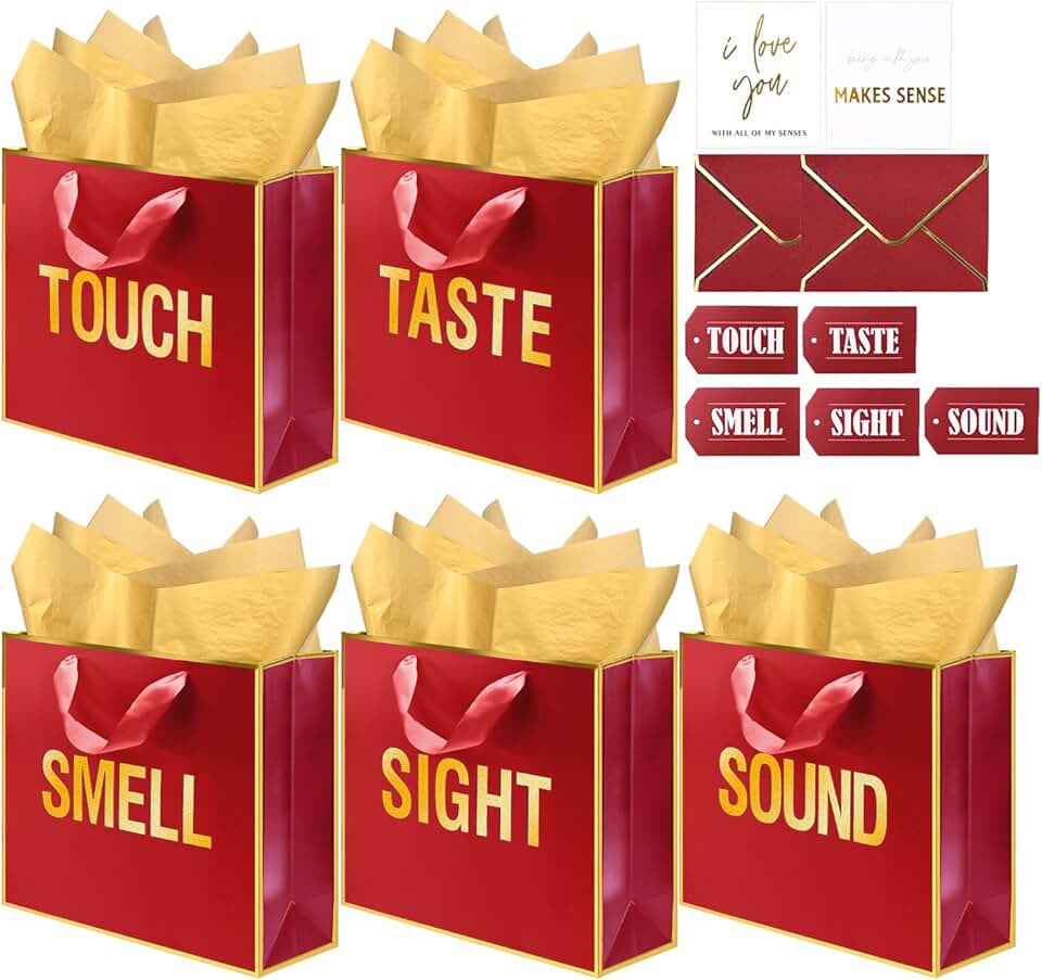 Large Gold Foil Gift Bags with Labels and Tissue Paper