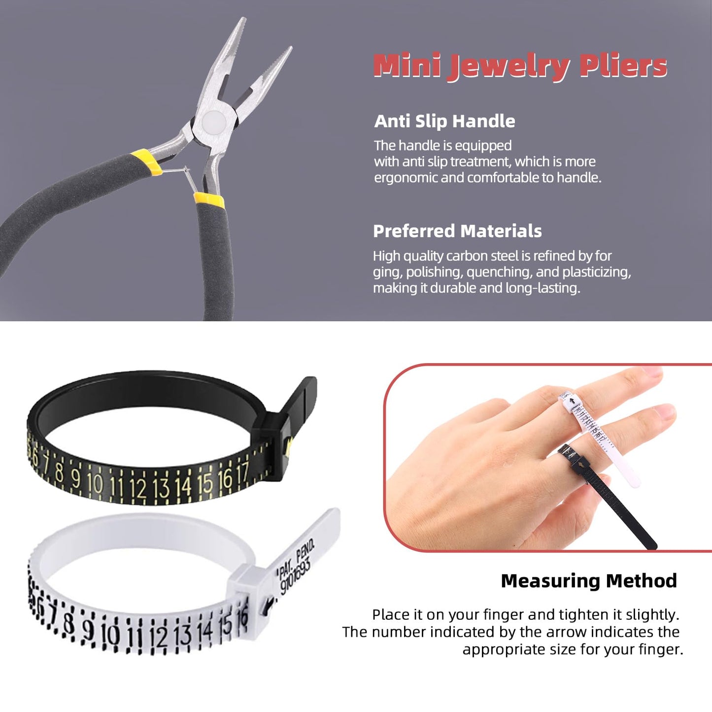 Comprehensive Jewelry Making Supplies Kit with Ring Sizer and Tools