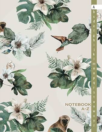 Alphabetical Lined Notebook with A-Z Tabs and Tropical Design