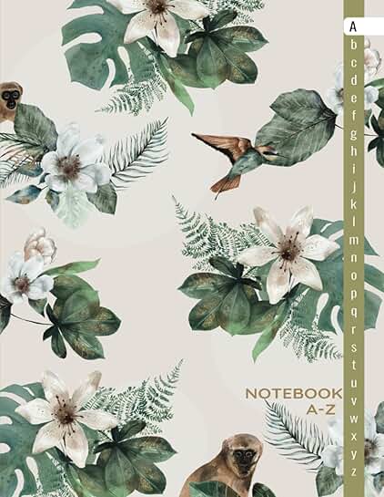 Alphabetical Lined Notebook with A-Z Tabs and Tropical Design