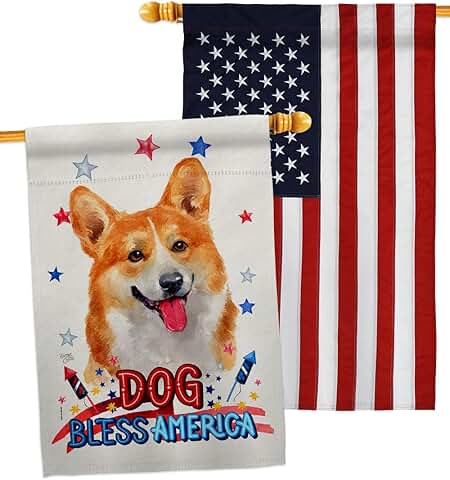 Patriotic Fawn Corgi House Flag Pack for Pets