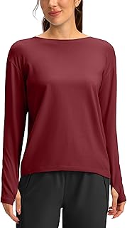 Loose Fit Long Sleeve Workout Shirts for Women