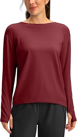Loose Fit Long Sleeve Workout Shirts for Women