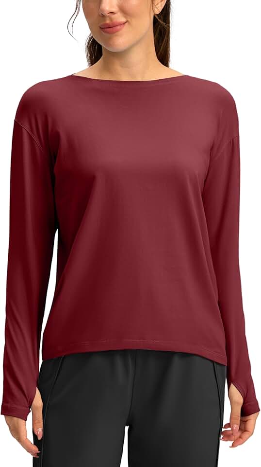 Loose Fit Long Sleeve Workout Shirts for Women