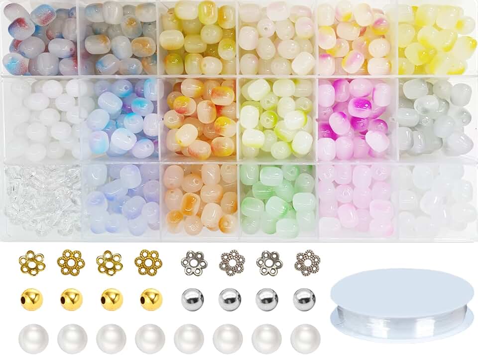 1000pcs Assorted Glass Beads for Jewelry Making