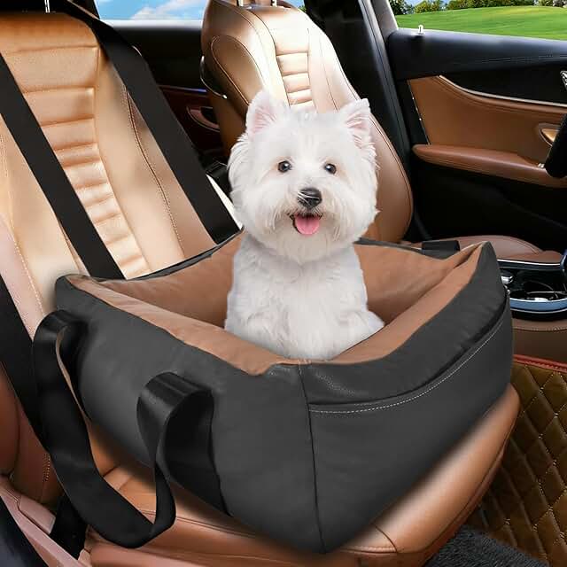 Dog Car Seat with Storage and Safety Leash