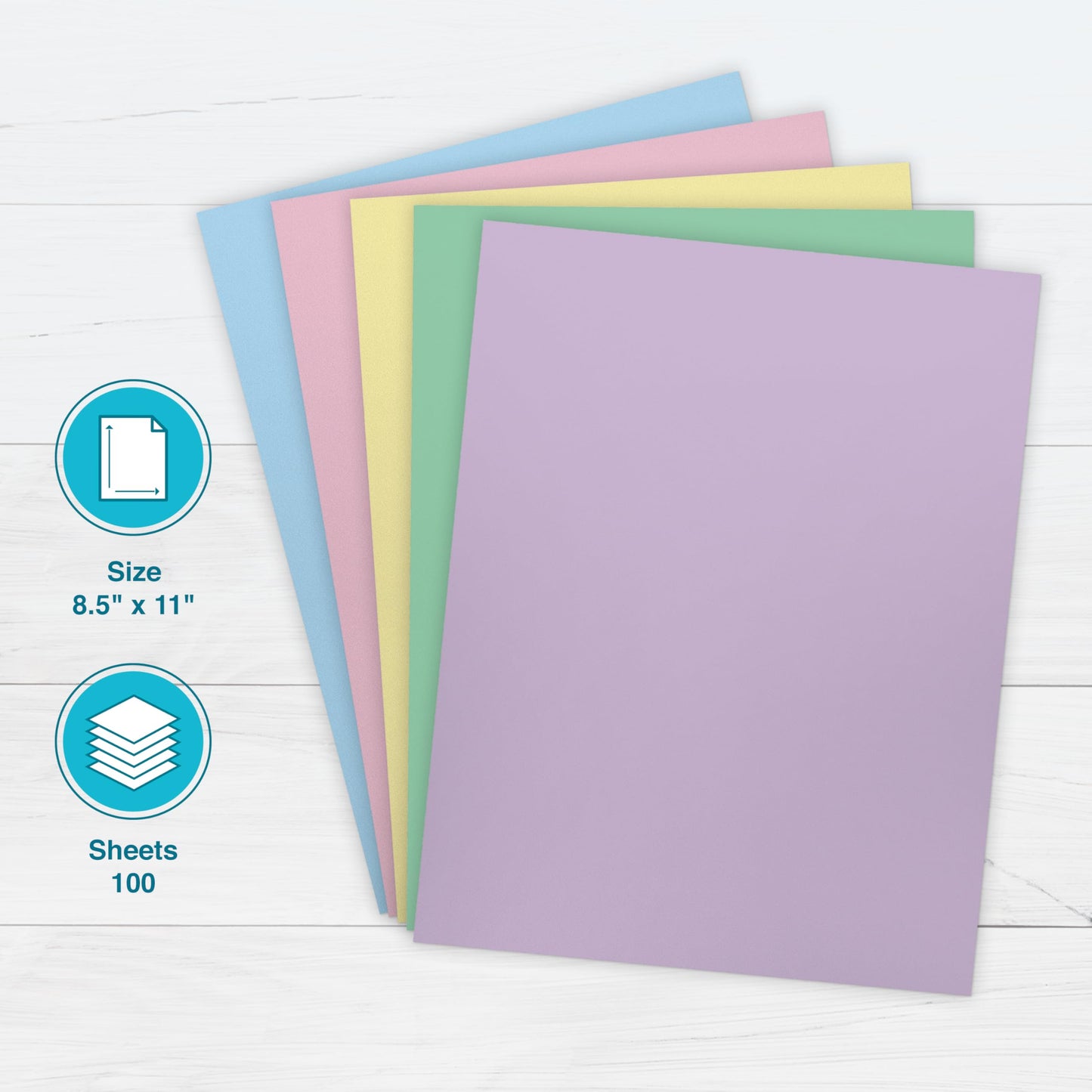 Pastel Colored Paper, 8.5" x 11", 100 Sheets